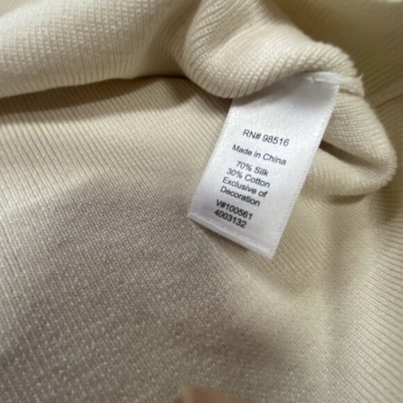 Coldwater Creek Beaded Neckline Tank Top Silk Blend Large Cream Sophisticated - Picture 12 of 12